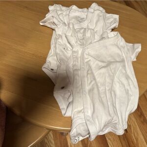 Classic White Baby Kimono Onesie - Soft Cotton Infant Bodysuits Set of 3 Bundle